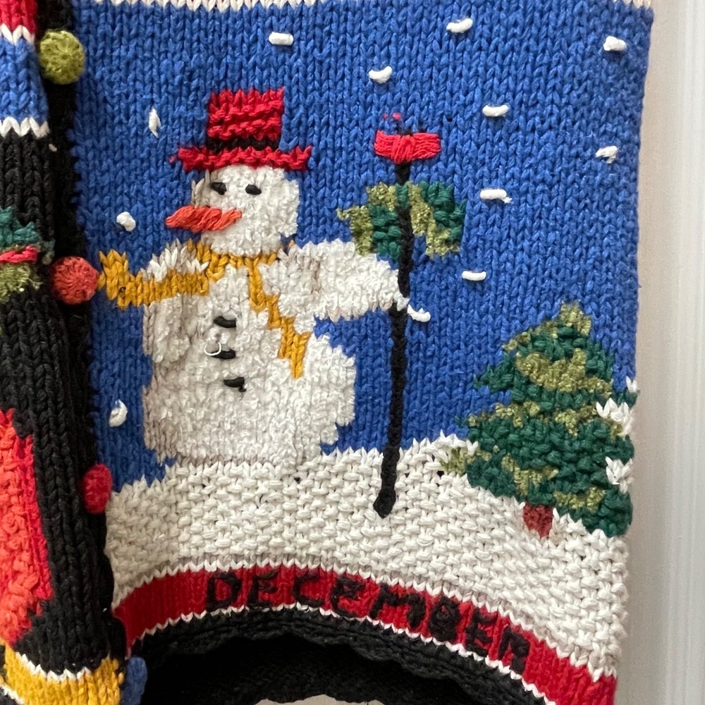 Vintage Erika Sweater Vest Women's Small Multicolor Holiday Hand Knit Ber Months - Picture 7 of 13